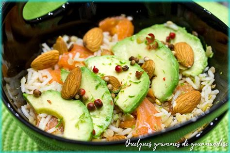 Salade De Riz Aux Lentilles Avocat Et Saumon Fum Quelques Grammes