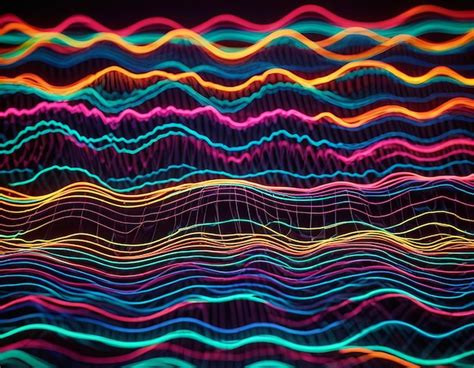 Abstract Sound Waves Visualized In Neon Colors Premium AI Generated Image