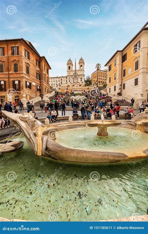 Piazza Di Spagna and Barcaccia Fountain - Rome Italy Editorial Photo ...