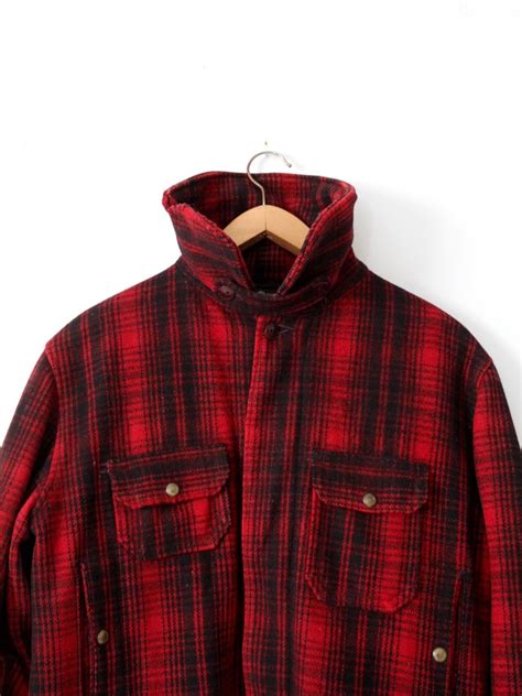 S Woolrich Mackinaw Coat Vintage Men S Wool Red Plaid Hunting