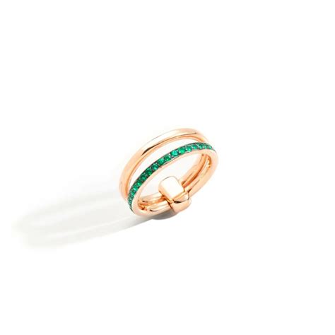 Achat Bague Pomellato Iconica En Or Rose Et Meraudes