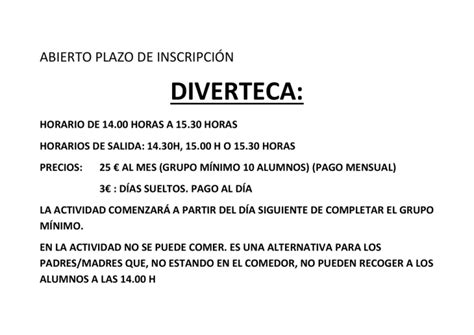 Diverteca Abierto Plazo De Inscripci N