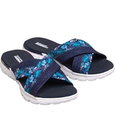 Buy Skechers Womens On The Go 400 Tropical Cross Band Slide Sandals Navy