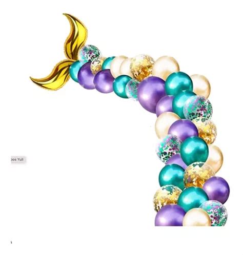 Arco Mermaid Sirena Globos Organico Mar Decora Fondo Cumple Mercadolibre