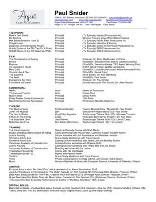 Paul Snider Acting Resume PDF