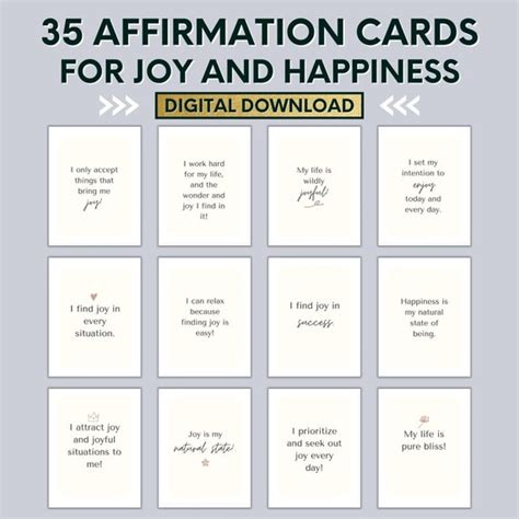 Joy Printable Affirmation Cards Affirmations For Happiness Etsy