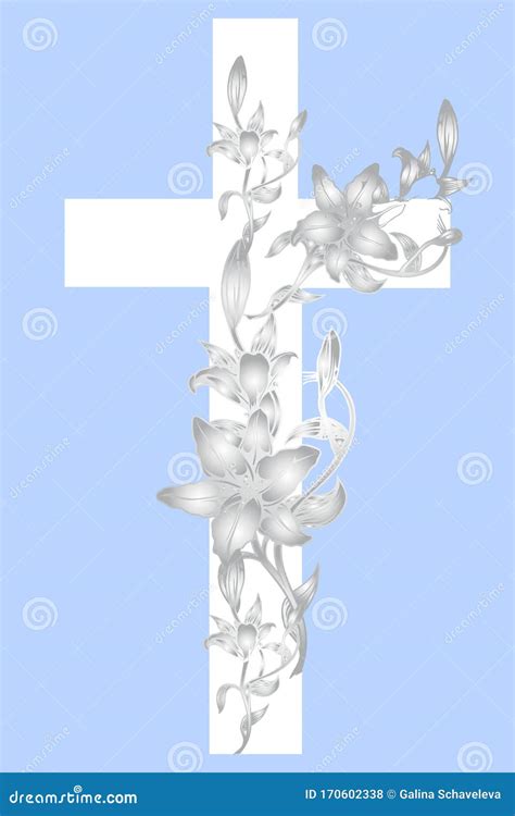 Christening Cross With Lily Stock Photography
