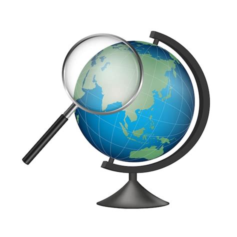 Premium Vector Realistic School Globe Model Of Earth With Magnifying Glass