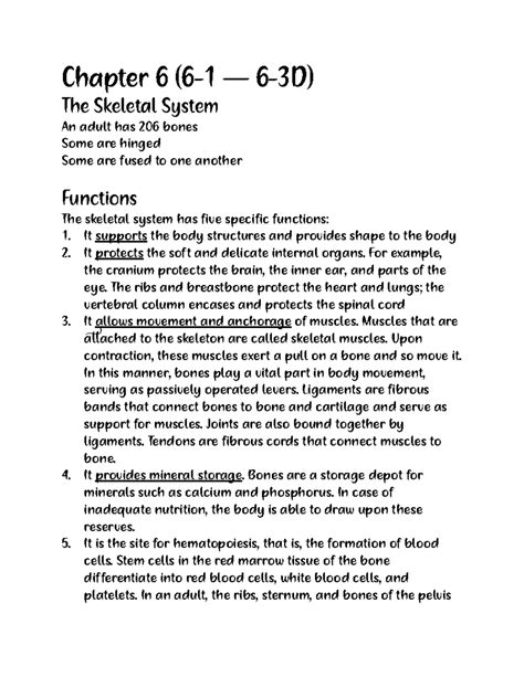 6-1 - 6-3D - Notes from chapter 6-1 through 6-3D - skeletal system