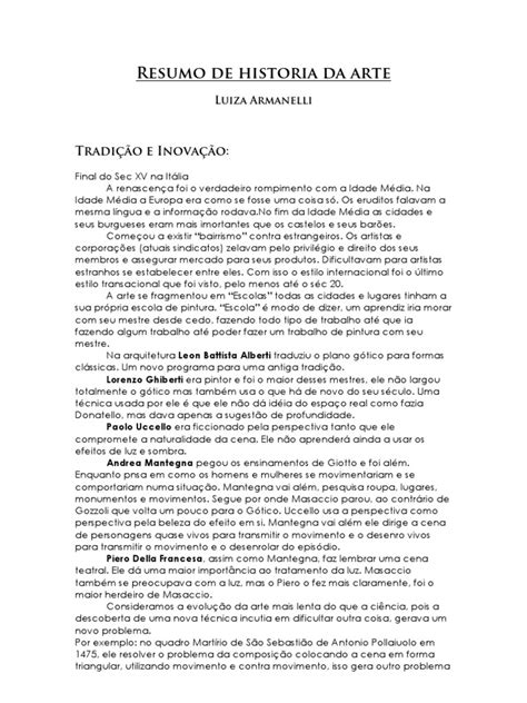 Resumo Da Historia Da Arte - Resumo Historia Da Arte | Download grátis PDF | Leonardo da Vinci ...