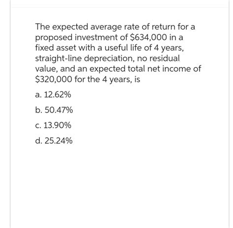 Answered The Expected Average Rate Of Return For… Bartleby