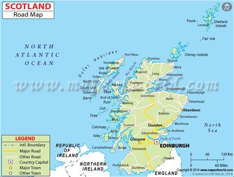 Scotland Road Map Lerwick, Portree, Orkney Islands, Dublin City ...