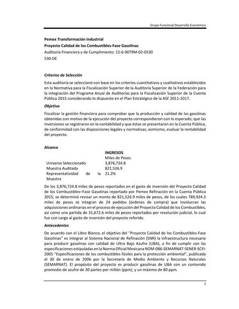 Pdf Pemex Transformaci N Industrial Proyecto Calidad De Los Fue