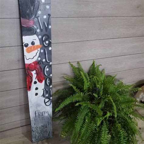 5 Ft Vertical Welcome Snowmen Sign For Front Porch Snowman Etsy