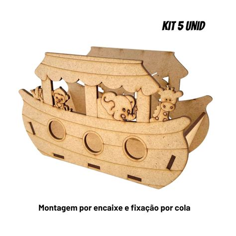 Kit 5 centro de mesa cachepot Arca de noé 20cm mdf cru decoração festa