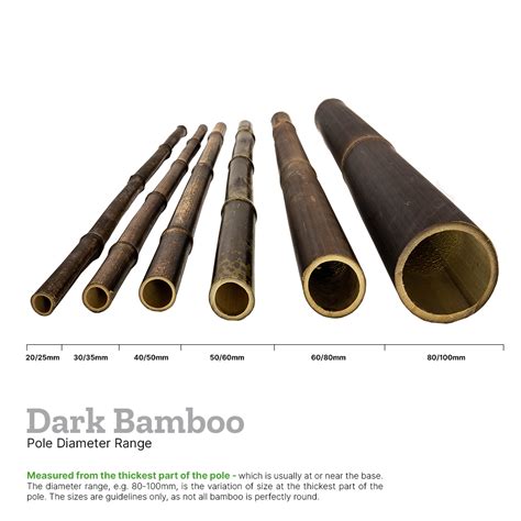 40 50mm Dark Bamboo Pole 4m Half Round UK Bamboo