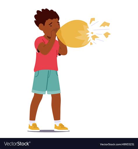 Boy Character Inflates Balloon With Excitement Vector Image