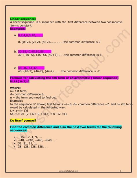 Linear Quadratic And Cubic Sequences