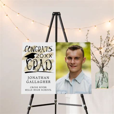 Modern Congrats Grad Black Gold Class Year Foam Board Zazzle