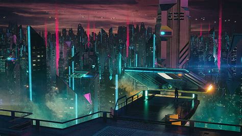 HD Wallpaper Cyberpunk Purple Fantasy Art City Fantasy City