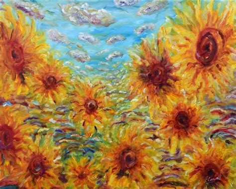 Large Sunflower Oil Painting Pete Caswell Ski Art Paintings Ski Prints