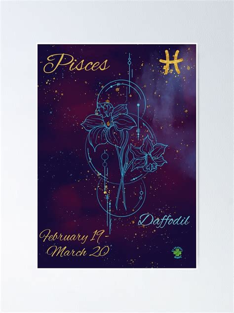 "Pisces Zodiac Sign March Birth Month Flower Daffodil Nig" Poster for ...