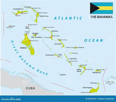 Bahamas Map With Flag Stock Illustration Illustration Of Caribbean