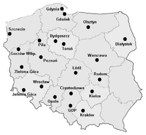 Map of twenty one examined cities in Poland. | Download Scientific Diagram