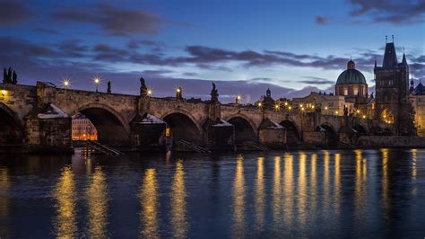 Nove Mesto Czech Republic Prague Rivers Bridges Houses Charles