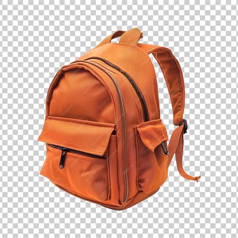 A Brown Backpack With A Ribbon On It Sits On A Transparent Background