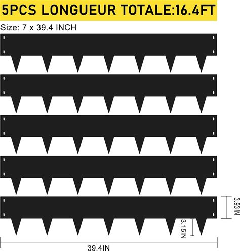 Paquete de 5 bordes de acero para jardines bordes de jardín de 40 x 7