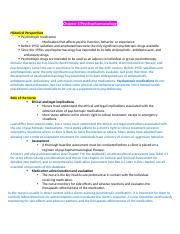 Chapter 4 Psychopharmacology Notes PSYCH Docx Chapter 4