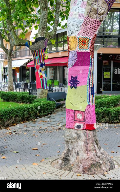 Bellaria Igea Marina Italy August 14 2014 Knitted Clothes On Trees