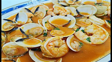 Almejas A La Gallega Con Langostinos Receta De Mariscos Y Salsa