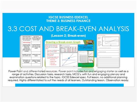 IGCSE Business Edexcel Theme 3 3 3 Cost And Break Even Analysis