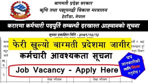 Bagmati Pradesh Job Vacancy 2079 Bagmati Pradesh Krishi Mantralaya