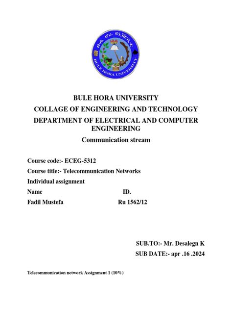 Bule Hora University Collage Of Engineering And Technology Department