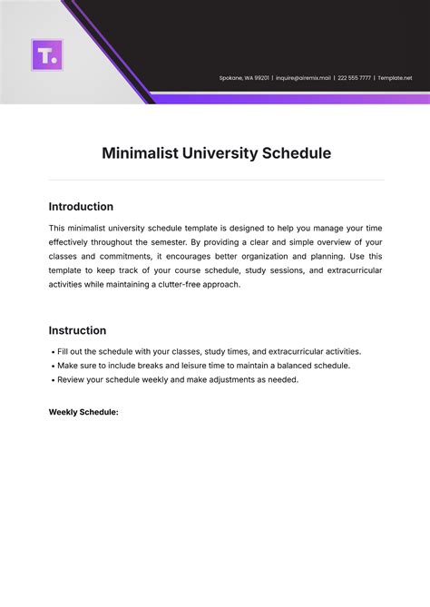 Free University Schedule Templates Editable And Printable