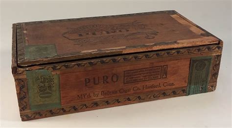 Belleair Cigar Company 5-cent Puro brand wooden cigar box Hartford CT 1938