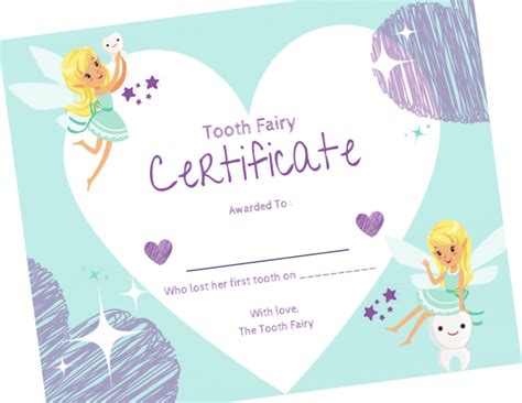 Printable Tooth Fairy Certificate (For Boy Or Girl)