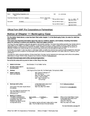 Fillable Online DHCP Official Form 309F Notice Of Commencement