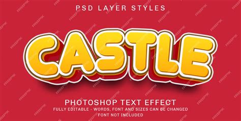 premium psd  castle editable text style effect