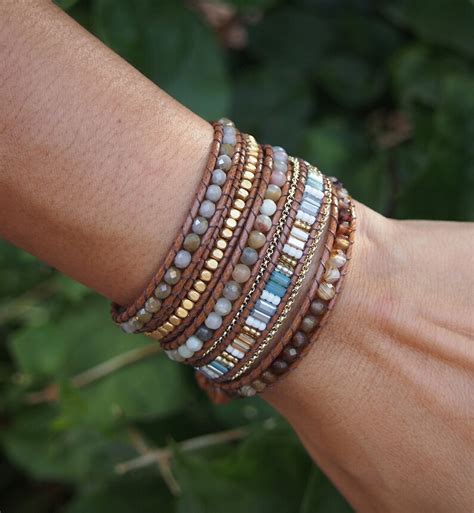 Brown Mix Wrap Bracelet 5 Times Wrap Boho Bracelet Bohemian Etsy