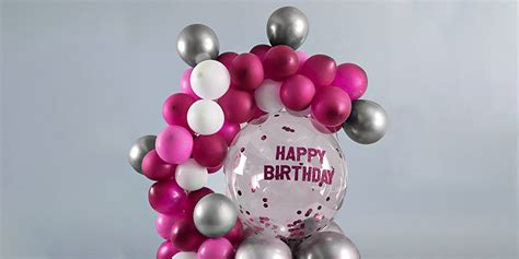 Happy Bday Pink And Silver Balloon Bouquet Balloon Decoration In