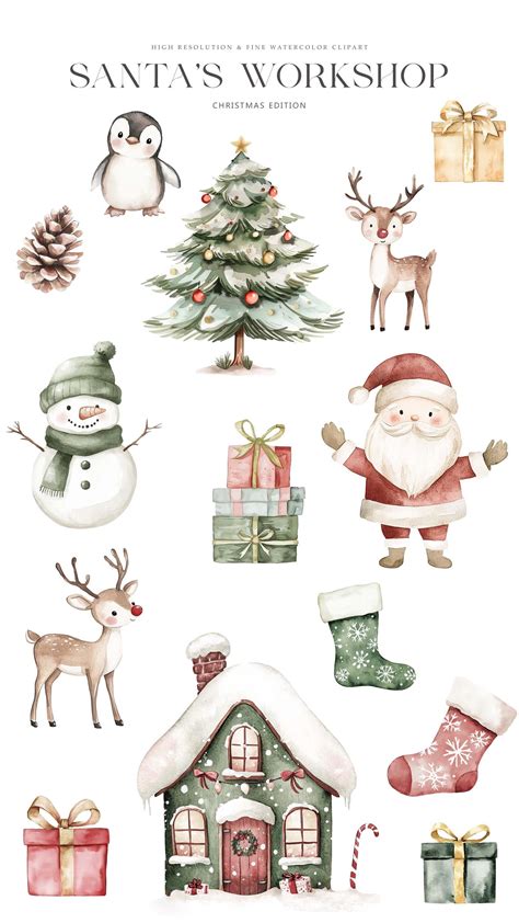 Cute Santa S Workshop Clipart Cute Christmas Clipart Christmas Elves