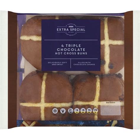 ASDA Extra Special 4 Triple Chocolate Hot Cross Buns 4 Compare