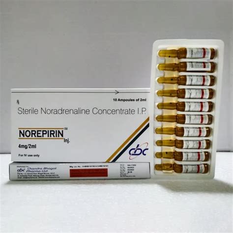 Sterile Noradrenaline Concentrate IP 2 Mg Ml At Rs 40 3 Box In Mumbai