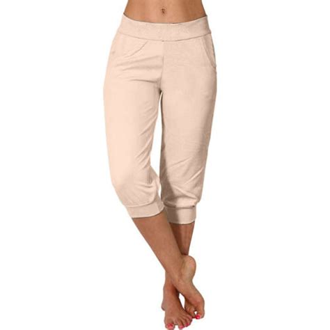 SHENGSI Women S Cropped Casual Yoga Leggings Capri Leggings For Women