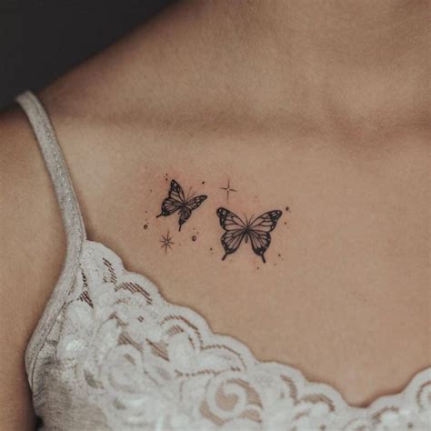 Collar Bone Butterfly Tattoos For Girls