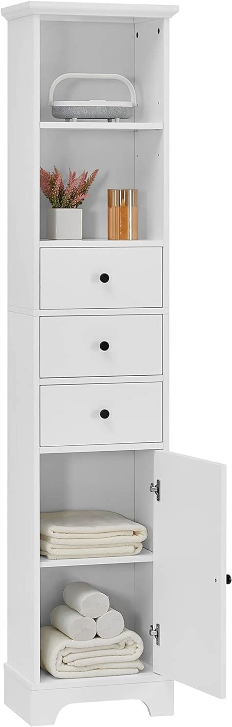 Merax Tall Storage Cabinet With 3 Drawers And Door Slim Linen Tower Bathroom